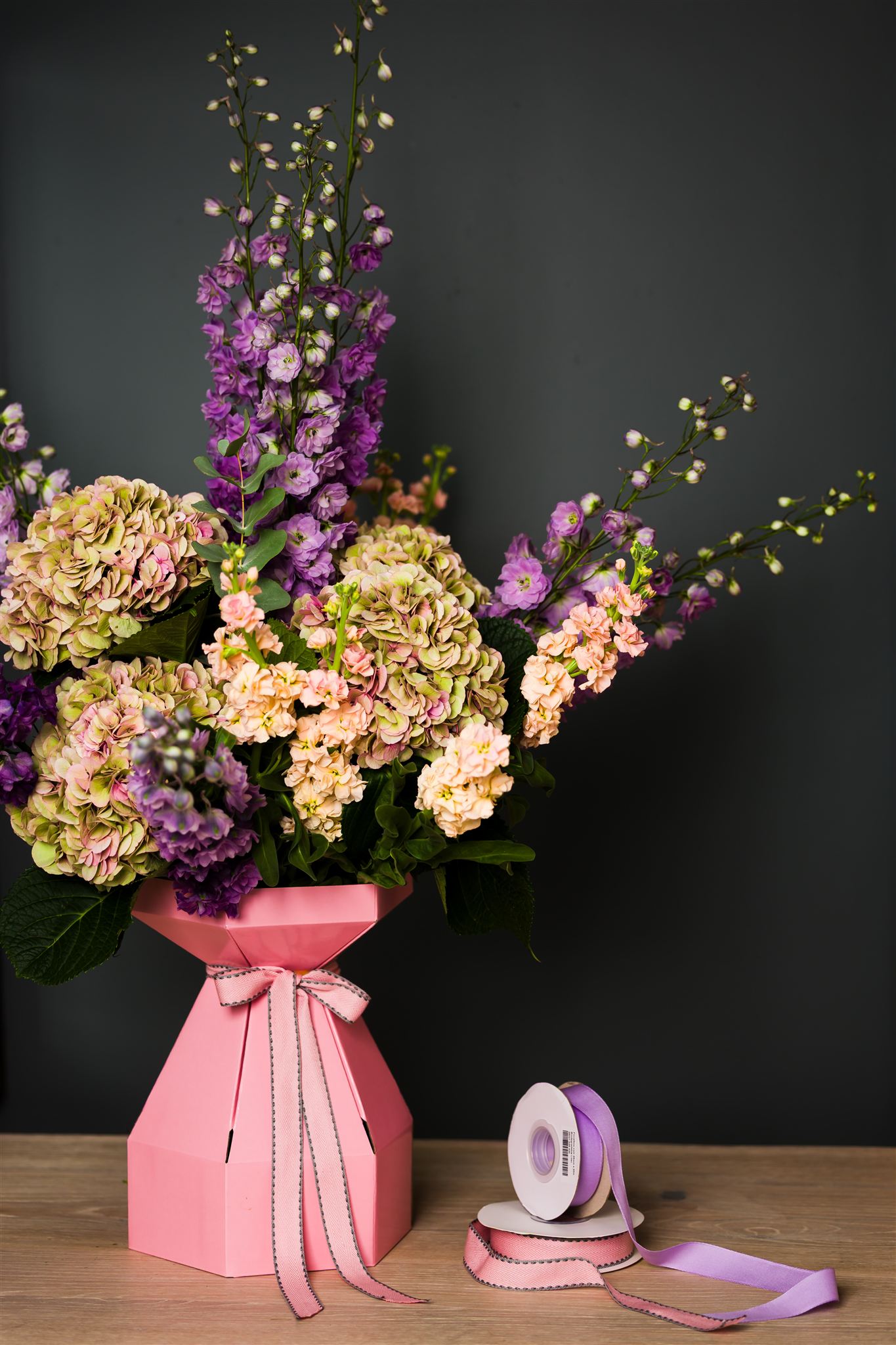 Maxi Circular Pastel Pink & Pink Cotton Double Stitch Twill & Lilac Biodegradable ribbon