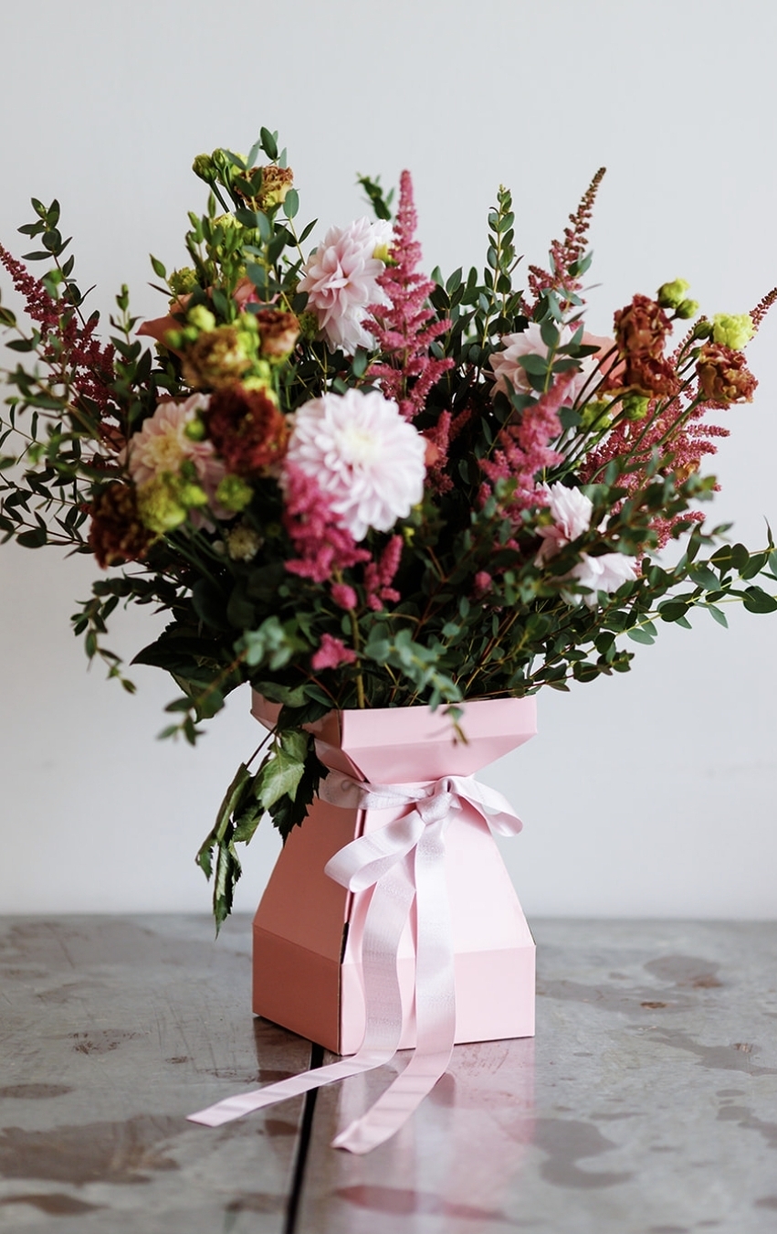 Mini Square Pastel Pink & Ombre Metallic Pink Ribbon